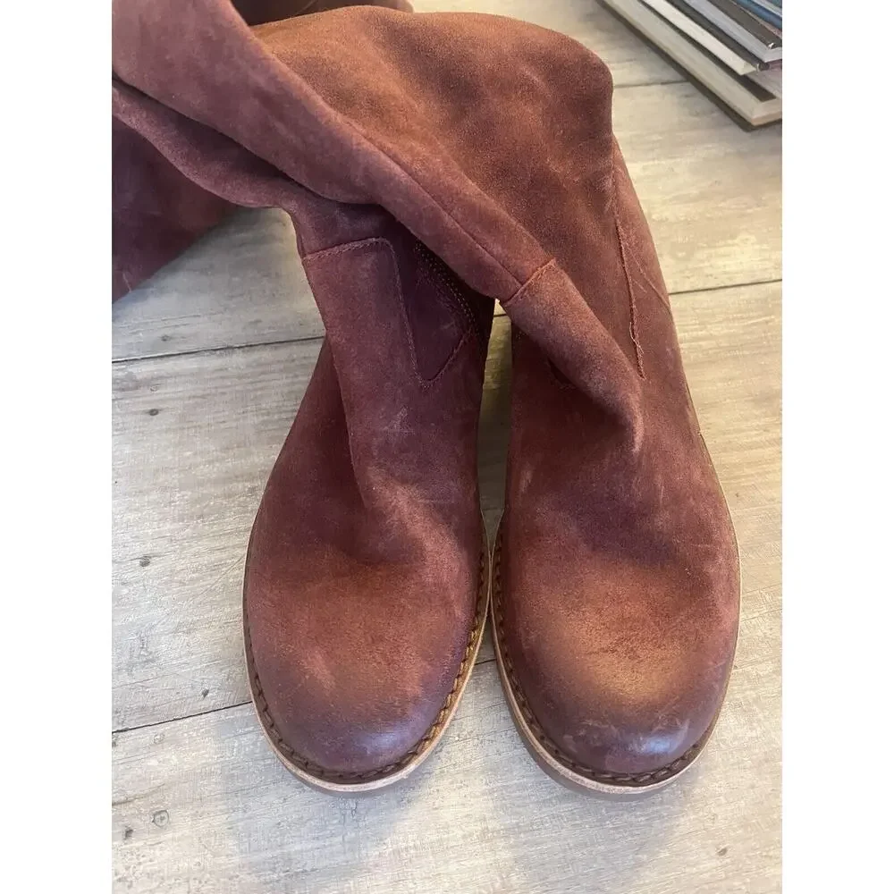 Kork-Ease Addison Over the Knee Suede Campus Riding Boot Rust 7 Distressed NEW!